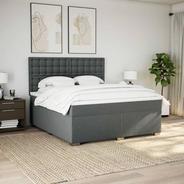 vidaXL Boxspring posteľ s matracom tmavosiv&aacute; 180x200 cm l&aacute;tka