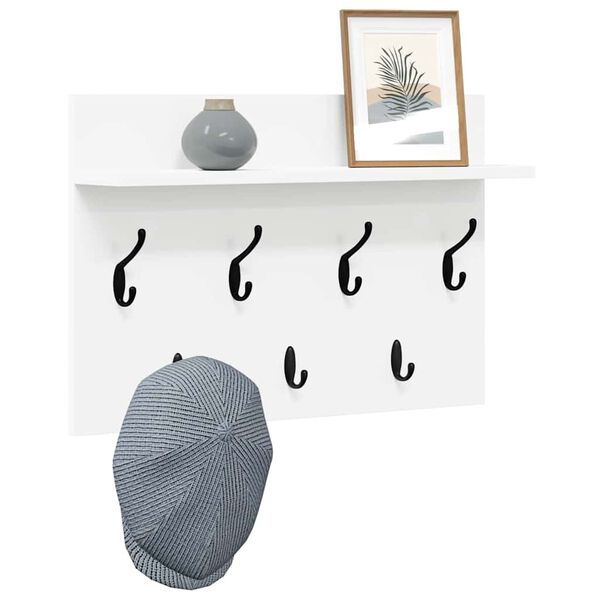 vidaXL Vešiak na stenu Nástenný Biela 60 x 40 x 12 cm Kompozitné drevo