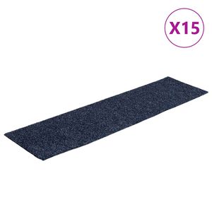 vidaXL Schodov&eacute; rohože, samolepiace, 15 ks, 76x20 cm, sivo-modr&eacute;, obdĺžnikov&eacute;
