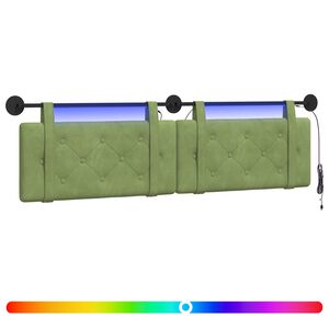 vidaXL Z&aacute;vesn&eacute; čelo postele S LED svetlom Svetlo zelen&aacute; Zamat