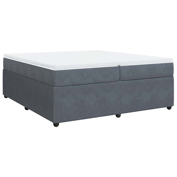 vidaXL Posteľný rám boxspring s matracom tmavosivý 200x200 cm zamat
