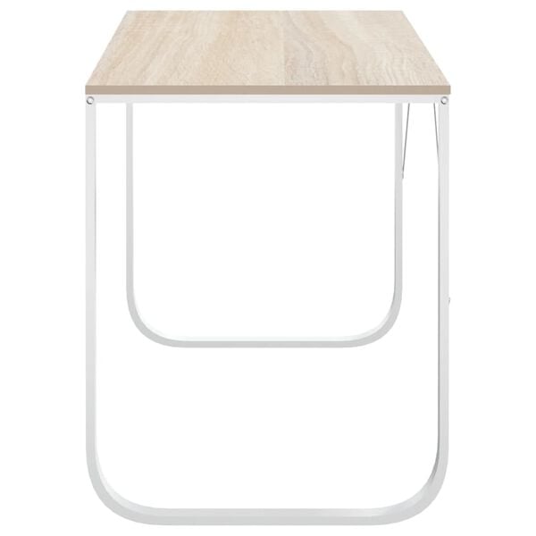 vidaXL Počítačový stôl biely a dubový 110x60x73 cm drevotrieska