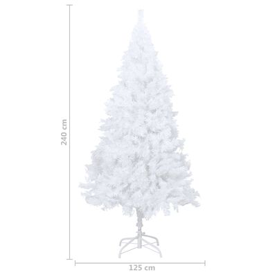 vidaXL Osvetlený umelý vianočný stromček, husté ihličie, biely 240 cm
