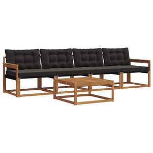 vidaXL Z&aacute;hradn&aacute; s&uacute;prava gaučov s vank&uacute;&scaron;om 5 pcs Pr&iacute;rodn&aacute; a čierna