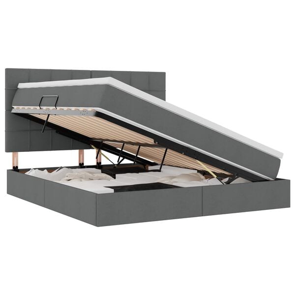 vidaXL Postel s &uacute;ložn&yacute;m prostorem a matrac&iacute; Tmavo &scaron;ed&aacute; 180 x 200 cm