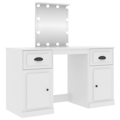 vidaXL Toaletný stolík s LED biely 130x50x132,5 cm