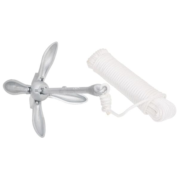 vidaXL Skladacia kotva s lanom strieborn&aacute; 2,5 kg kujn&eacute; železo