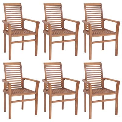 vidaXL Jedálenské stoličky 6 ks bledomodré sedáky tíkový masív