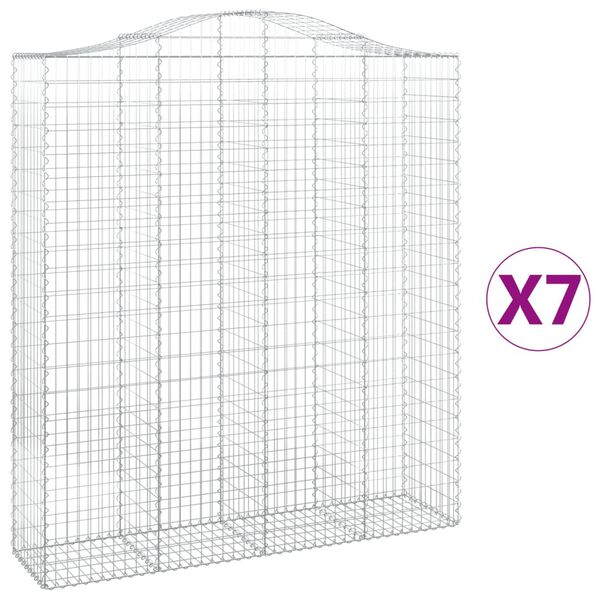 vidaXL Oblúkový gabionový kôš 7 ks 200x50x220/240cm pozinkované železo