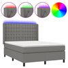 vidaXL Posteľ boxsping s matracom a LED tmavosiv&aacute; 140x190 cm l&aacute;tka