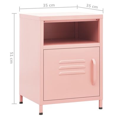 vidaXL Nočný stolík ružový 35x35x51 cm oceľ