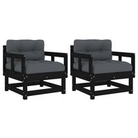 vidaXL Záhradné stoličky s vankúšmi 2 ks čierne borovicový masív
