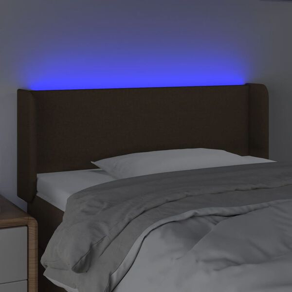 vidaXL Čelo postele s LED tmavohendé 93x16x78/88 cm látka