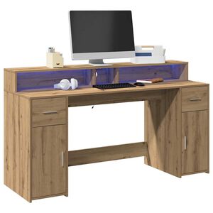 vidaXL St&ocirc;l s LED svetlami dub artisian 160x55x91 cm kompozitn&eacute; drevo