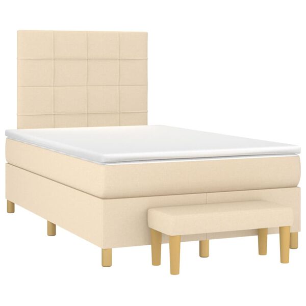 vidaXL Boxspring posteľ s matracom kr&eacute;mov&yacute; 120x200 cm l&aacute;tka