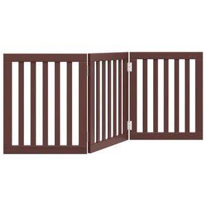 vidaXL Br&aacute;na pre psa skladacia 3 panely hned&aacute; 150 cm topoľov&eacute; drevo