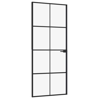 vidaXL Vnútorné dvere čierne 83x201,5 cm tvrdené sklo a hliník úzke