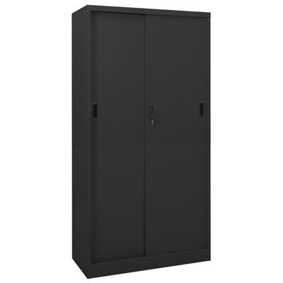 vidaXL Kancelárska skriňa s posuvnými dverami antracitová 90x40x180 cm oceľ