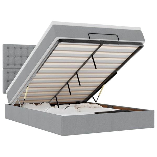 VidaXL Osmansk&aacute; posteľ s matracom a LED svetlosiv&aacute; l&aacute;tka 140x200 cm