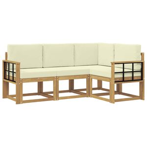 vidaXL Z&aacute;hradn&aacute; s&uacute;prava gaučov s vank&uacute;&scaron;om 4 pcs Biela a kr&eacute;mov&aacute;