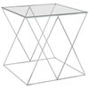 vidaXL Konferenčný stolík strieborný 55x55x55 cm nerezová oceľ a sklo