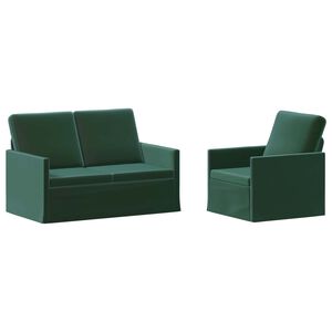 vidaXL Sada pohoviek 2 pcs Tmavozelen&aacute; Zamat