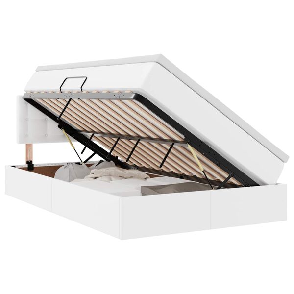 vidaXL Postel s &uacute;ložn&yacute;m prostorem a LED svetlom Biela 120 x 190 cm