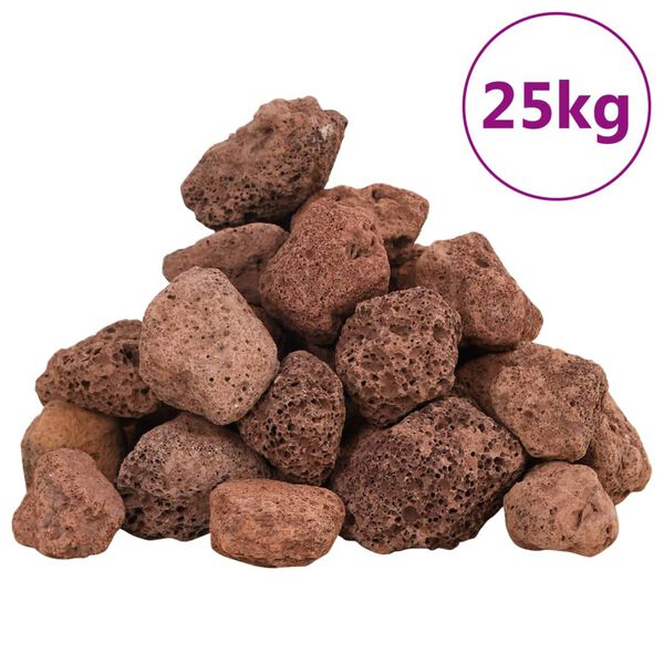 vidaXL Sopečn&eacute; kamene 25 kg červen&eacute; 3-5 mm
