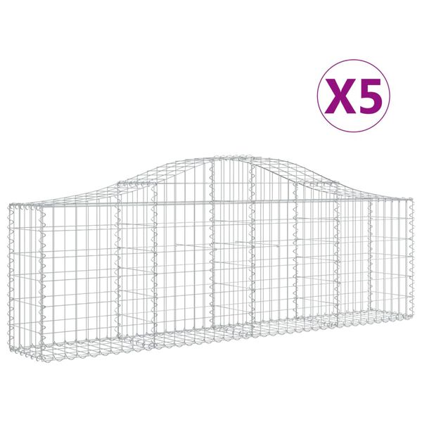 vidaXL Oblúkový gabionový kôš 5 ks 200x30x60/80 cm pozinkované železo