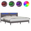 vidaXL R&aacute;m postele s LED p&aacute;sikmi Siv&aacute; 200 x 200 cm Umel&aacute; koža