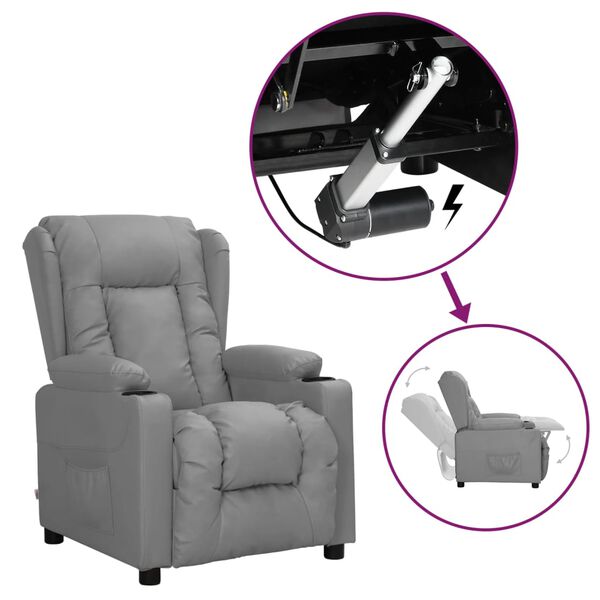 vidaXL Zdvíhacie kreslo sivé umelá koža