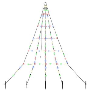 vidaXL LED Vianočný stromček so zemnými kolíkmi Viacfarebný 180 cm Kov