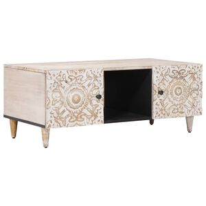 vidaXL Konferenčn&yacute; stol&iacute;k Biela 100 x 54 x 40 cm Mas&iacute;vne mango drevo