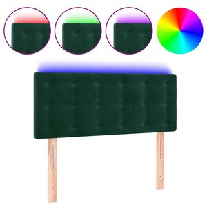 vidaXL Čelo postele s LED tmavozelen&eacute; 80x5x78/88 cm zamat