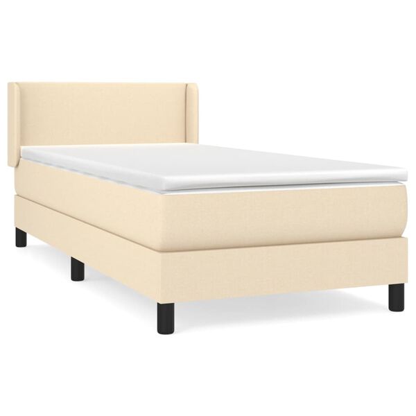 vidaXL Boxspring posteľ s matracom kr&eacute;mov&yacute; 140x190 cm l&aacute;tka