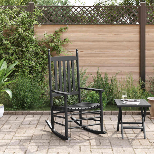 vidaXL Hojdacie kreslo zaoblen&eacute; sedadlo čierne topoľov&yacute; mas&iacute;v