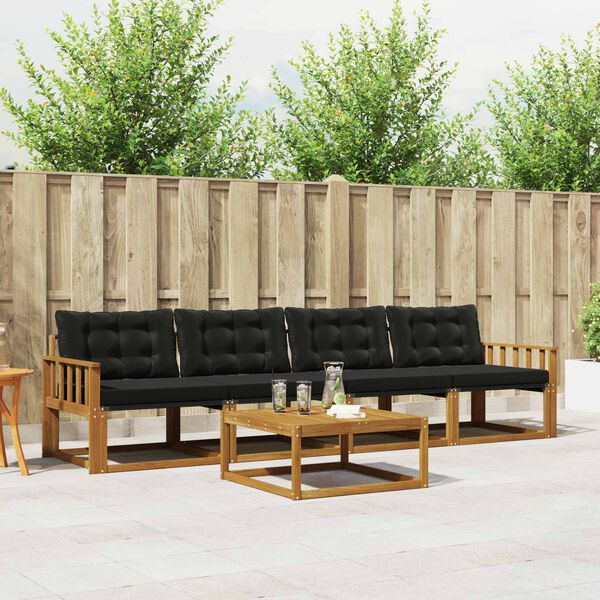 vidaXL Z&aacute;hradn&aacute; s&uacute;prava gaučov s vank&uacute;&scaron;om 5 pcs Pr&iacute;rodn&aacute; a čierna