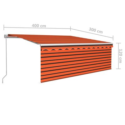 vidaXL Ručne zaťahovacia markíza s tienidlom 4x3 m oranžovo-hnedá