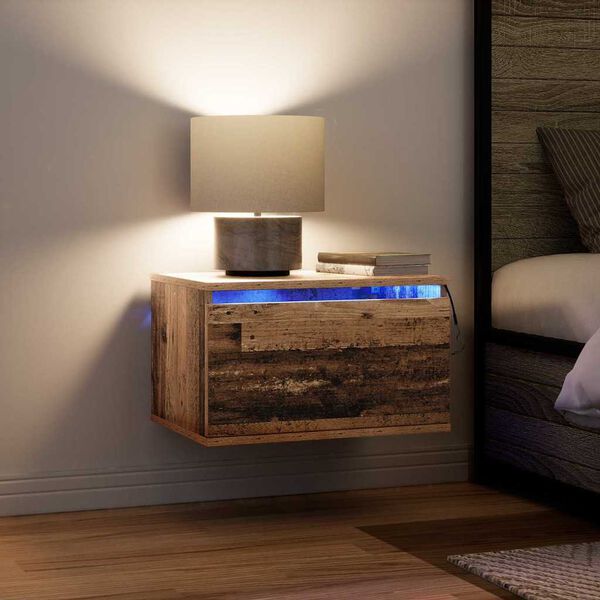 vidaXL N&aacute;stenn&aacute; nočn&aacute; skrinka so z&aacute;suvkou Star&eacute; drevo 50 x 36 x 30 cm