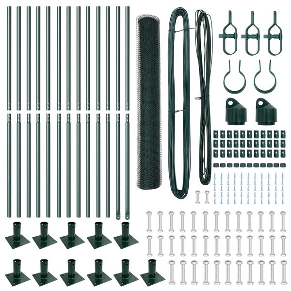 vidaXL Stĺp na plot. Zelen&aacute; 25 x 1,2 m (13 mm pletivo) Oceľ
