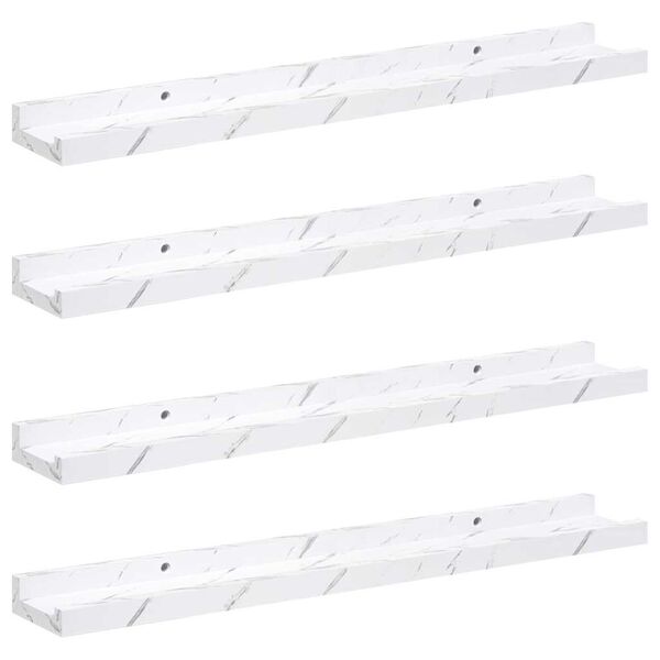 vidaXL Stenn&aacute; polica 4 pcs Biely mramor 60 x 9 x 3 cm Kompozitn&eacute; drevo
