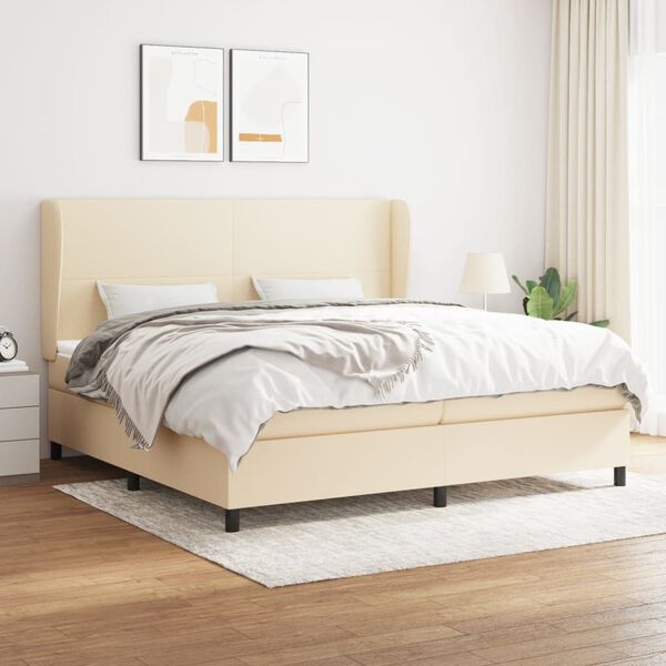 vidaXL Boxspring posteľ s matracom kr&eacute;mov&aacute; 200x200 cm l&aacute;tka
