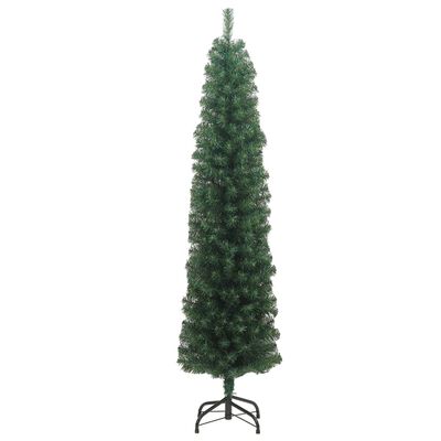 vidaXL Úzky umelý vianočný stromček so stojanom, zelený 180 cm, PVC