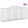 vidaXL Obl&uacute;kov&eacute; gabionov&eacute; ko&scaron;e 3 ks 300x50x120/140 cm pozink. železo