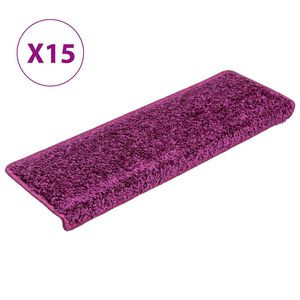 vidaXL Schodov&eacute; rohože 15 ks 65x21x4 cm fialov&eacute; s obdĺžnikov&yacute;m okrajom