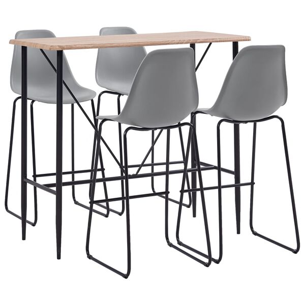 vidaXL 5-dielna barov&aacute; s&uacute;prava, plast, siv&aacute;