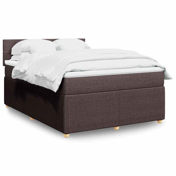 vidaXL Boxspring posteľ s matracom tmavohned&aacute; 140x190 cm l&aacute;tka