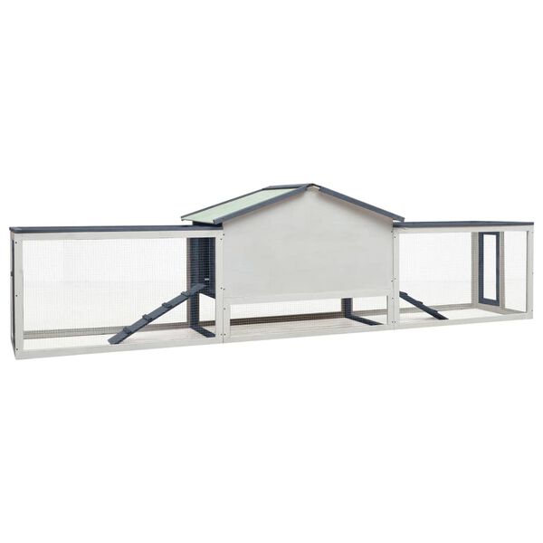 vidaXL Kr&aacute;lik&aacute;reň, siv&aacute; 310x70x87 cm, borovicov&yacute; a jedľov&yacute; mas&iacute;v