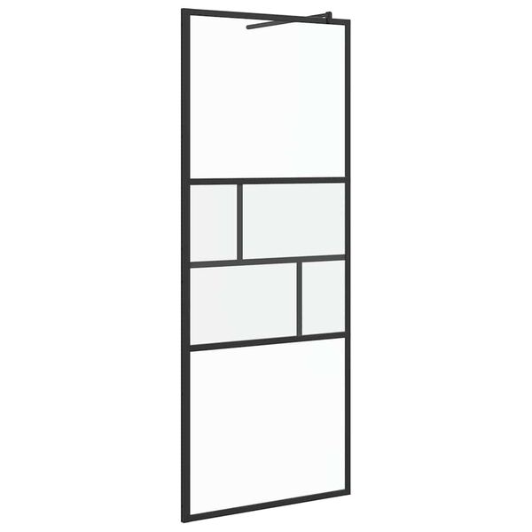 vidaXL Stena walk-in sprchy Čierna 80 x 195 x 0.5 cm Sklo a hliník