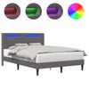 vidaXL R&aacute;m postele s LED p&aacute;sikmi Siv&aacute; 140 x 190 cm Umel&aacute; koža